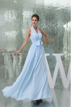 Sleeveless Halter Sheath/Column Long Blue Bridesmaid Dresses 02010008