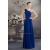 Chiffon Pleated Floor-Length One-Shoulder Sleeveless Long Blue Bridesmaid Dresses 02010011