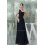 Chiffon Ruffles One-Shoulder Sheath/Column Long Black Bridesmaid Dresses 02010013