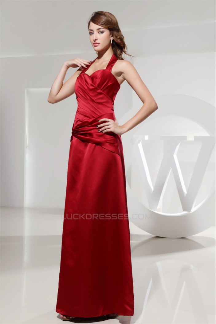 Criss Cross Floor-Length A-Line Halter Sleeveless Long Red Best Bridesmaid Dresses 02010020