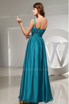 Elastic Woven Satin Floor-Length One-Shoulder Best Bridesmaid Dresses 02010023
