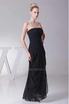 Fantastic Sheath/Column Sleeveless Strapless Draped Long Black Bridesmaid Dresses 02010028
