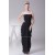 Fantastic Sheath/Column Sleeveless Strapless Draped Long Black Bridesmaid Dresses 02010028