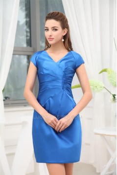 Short/Mini Cap-Sleeve Blue Bridesmaid Dresses under 100 02010029