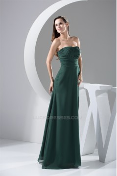 A-Line Floor-Length Chiffon Ruched Sleeveless Long Bridesmaid Dresses 02010031