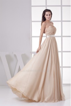 Floor-Length Chiffon Silk like Satin A-Line Long Bridesmaid Dresses 02010032