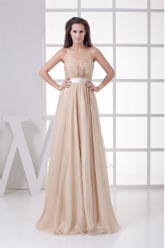 Floor-Length Chiffon Silk like Satin A-Line Long Bridesmaid Dresses 02010032