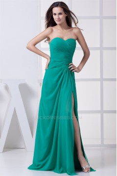 Floor-Length Chiffon Beading Long Green Bridesmaid Dresses 02010033