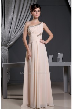 A-Line Floor-Length One-Shoulder Sleeveless Beaded Long Bridesmaid Dresses 02010042
