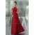 Halter Floor-Length Ruffles Sleeveless Taffeta Long Red Bridesmaid Dresses 02010057