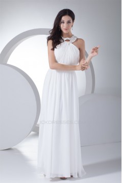 Halter Sheath/Column Sleeveless Floor-Length Best Long White Bridesmaid Dresses 02010058