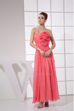 Handmade Flowers Ankle-Length Strapless Best Long Bridesmaid Dresses 02010060
