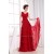 Illusion Sleeves A-Line Floor-Length V-Neck Long Red Chiffon Bridesmaid Dresses 02010062