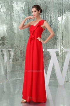 One-Shoulder A-Line Chiffon Sleeveless Draped Best Long Red Bridesmaid Dresses 02010064