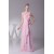 One-Shoulder Chiffon A-Line Long Pink Beaded Bridesmaid Dresses 02010067