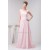 A-Line Beading Brush Sweep Train One-Shoulder Long Pink Chiffon Bridesmaid Dresses 02010089