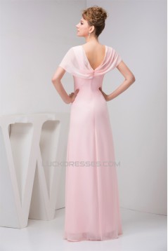Chiffon Floor-Length Sleeveless Square Sheath/Column Long Pink Bridesmaid Dresses 02010095