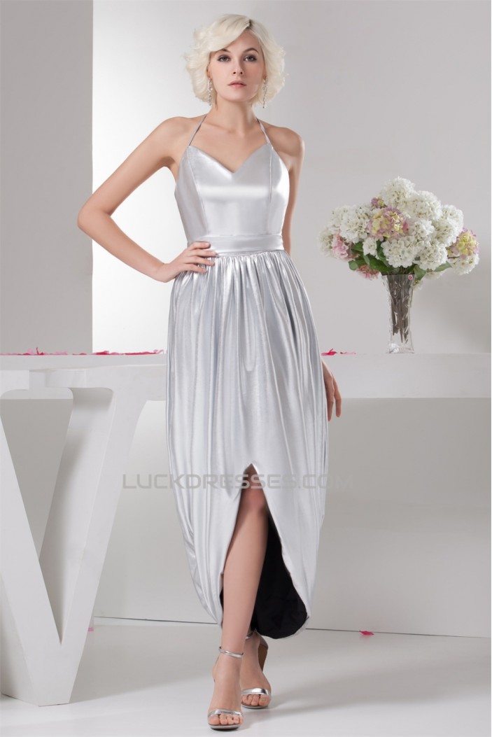 Sheath/Column Asymmetrical Sleeveless Satin Elastic Woven Satin Bridesmaid Dresses 02010108