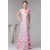 A-Line One-Shoulder Fine Netting Sleeveless Long Pink Bridesmaid Dresses 02010111