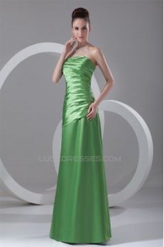 A-Line Floor-Length Pleats Strapless Sleeveless Long Bridesmaid Dresses 02010123