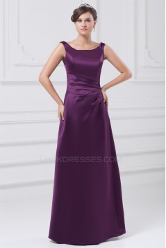 A-Line Satin Floor-Length Pleats Sleeveless Long Purple Bridesmaid Dresses 02010127