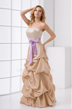 A-Line Taffeta Floor-Length Long Bridesmaid Dresses 02010131