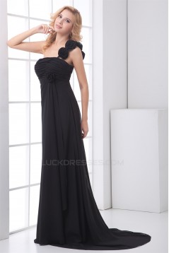 Hot Selling Chiffon One-Shoulder Long Black Bridesmaid Dresses 02010143