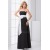 A-Line Strapless Sleeveless Long Black White Chiffon Bridesmaid Dresses 02010147