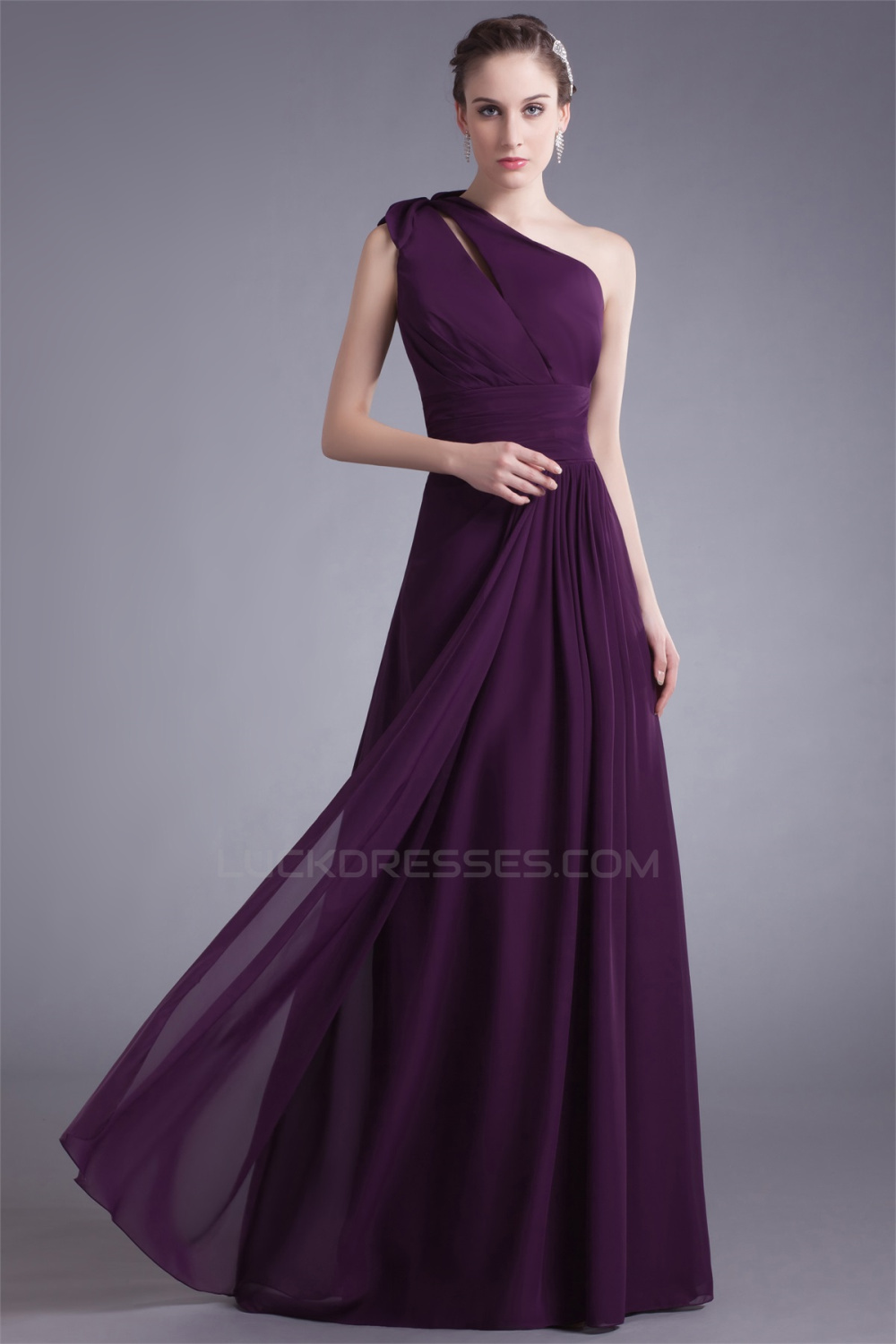 A-Line Chiffon Floor-Length Long Purple Bridesmaid Dresses 02010153