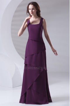 Floor-Length Chiffon Long Purple Bridesmaid Dresses 02010154