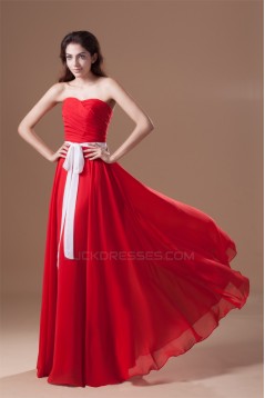 A-Line Sweetheart Floor-Length Chiffon Long Red Bridesmaid Dressess 02010156