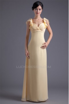 Floor-Length V-Neck Bows A-Line Chiffon Bridesmaid/Prom/Formal Evening Dresses 02010162