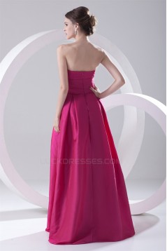 Simple Style Pleats Floor-Length A-Line Sleeveless Taffeta Long Bridesmaid Dresses 02010177