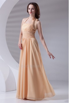 Pleats A-Line Floor-Length Chiffon Long Bridesmaid Dresses 02010180