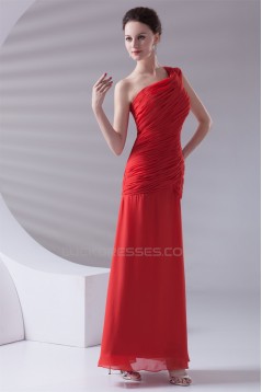 Ankle-Length Sheath/Column One-Shoulder Long Red Bridesmaid Dresses 02010188