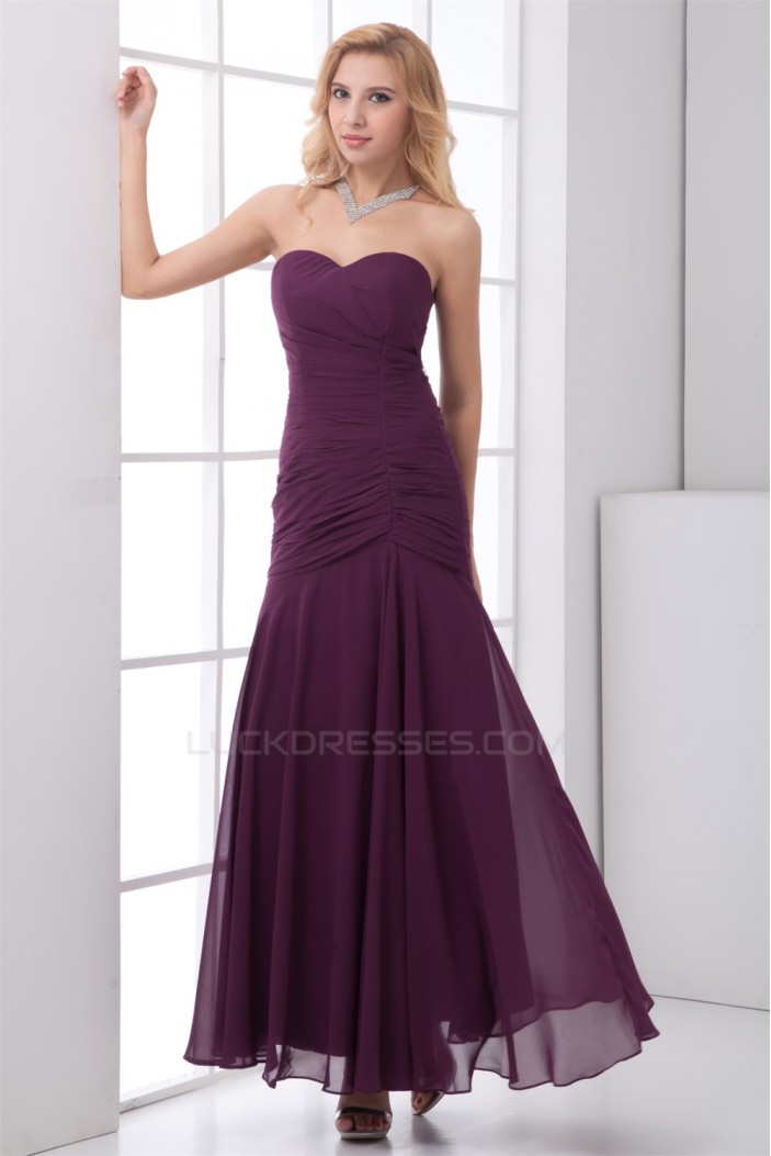 Sleeveless Ruched Ankle-Length Chiffon Best Bridesmaid Dresses 02010193