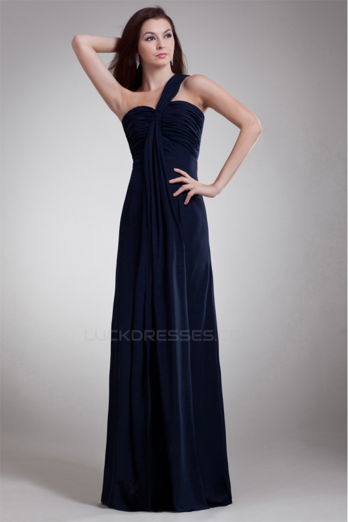 One-Shoulder Sleeveless Sheath/Column Ruched Floor-Length Bridesmaid Dresses 02010197