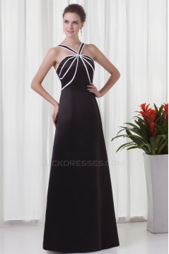 Sleeveless V-Neck Trimmed A-Line Satin Floor-Length Bridesmaid Dresses 02010202