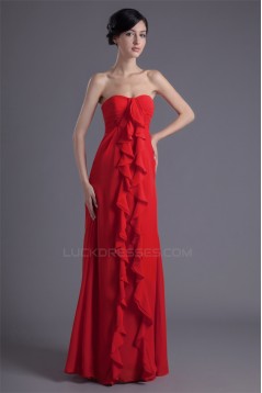 Wholesale Chiffon Cascading Ruffles Long Red Bridesmaid Dresses 02010214