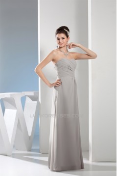 Strapless Chiffon Silk like Satin Ruched Best Long Bridesmaid Dresses 02010235
