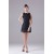 Great Short/Mini Taffeta A-Line Scoop Falbala Black Bridesmaid Dresses 02010291