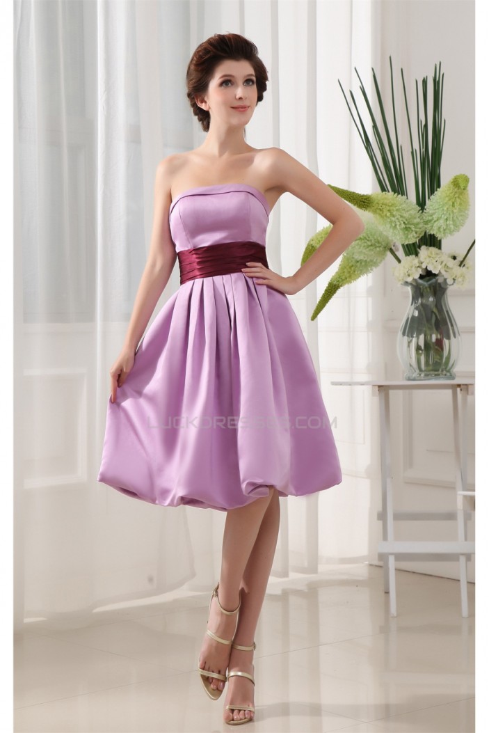 Satin Sleeveless Strapless Knee-Length Ruffles Bridesmaid Dresses 02010331