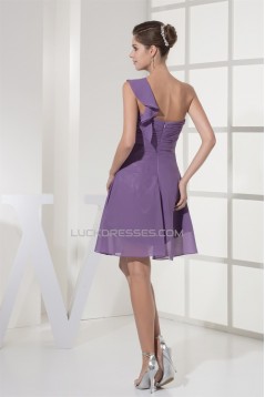 A-Line Ruched Chiffon Short/Mini One-Shoulder Best Bridesmaid Dresses 02010348
