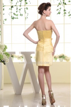 Sheath/Column Strapless Short/Mini Yellow Bridesmaid Dresses 02010356