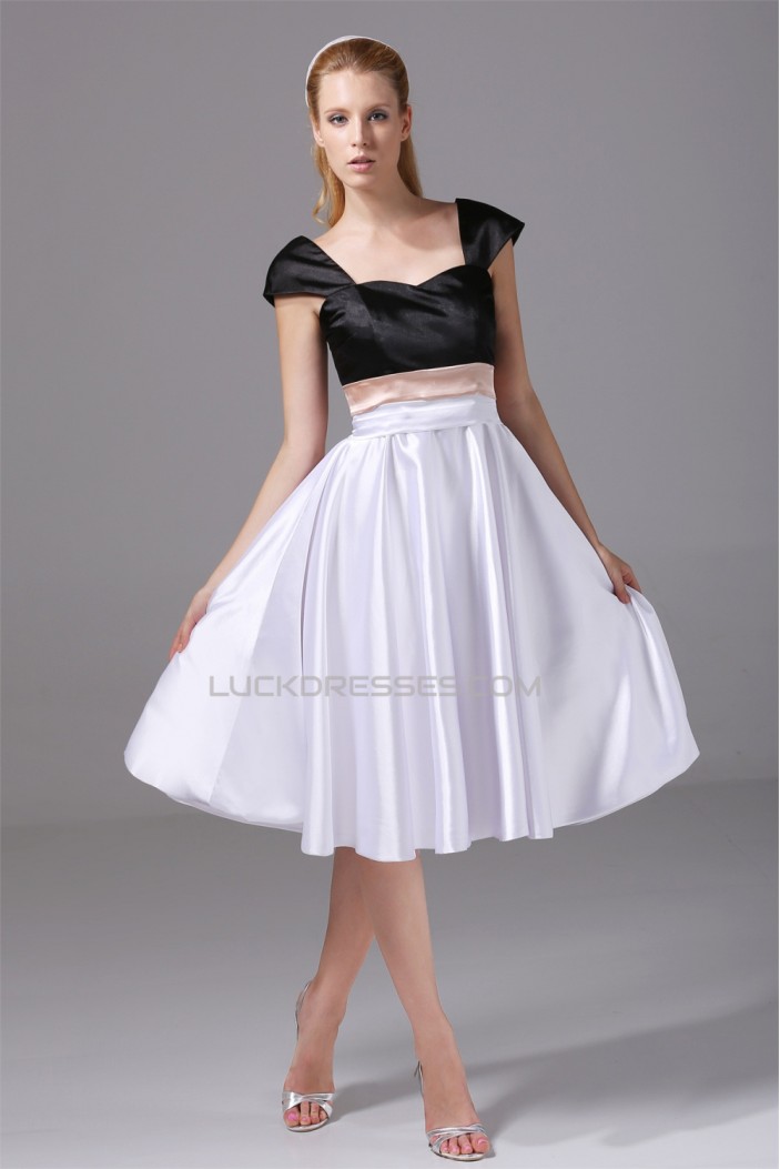A-Line Silk like Satin Sweetheart Sleeveless Short Bridesmaid Dresses 02010363