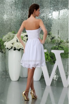 A-Line Strapless Sleeveless Short/Mini White Bridesmaid Dresses 02010377
