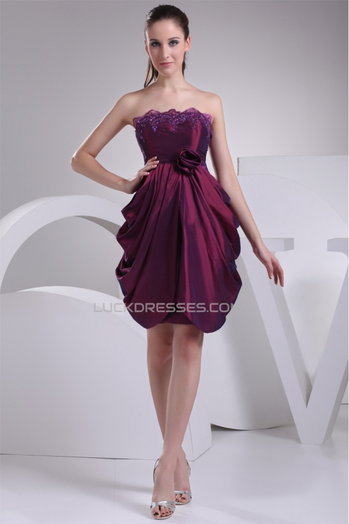 Short/Mini Taffeta Strapless Sleeveless Short Bridesmaid Dresses 02010388