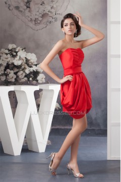 Ruffles Sleeveless Sweetheart Short Red Bridesmaid Dresses 02010420