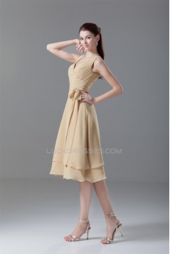 Amazing V-Neck Knee-Length Sash Ribbons A-Line Short Bridesmaid Dresses 02010461
