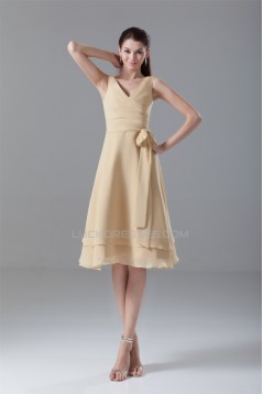 Amazing V-Neck Knee-Length Sash Ribbons A-Line Short Bridesmaid Dresses 02010461